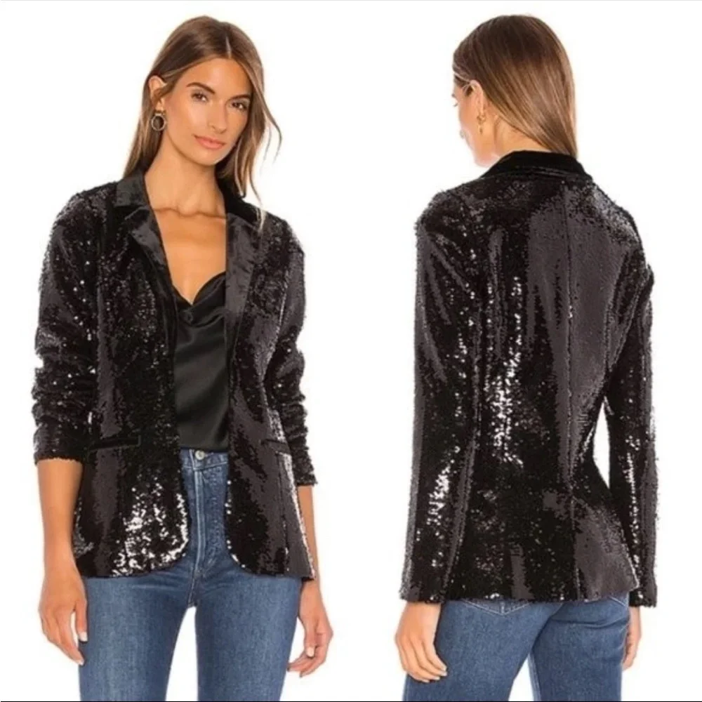 Cami NYC The Lennon‎ Sequin Blazer in Black-Size Large